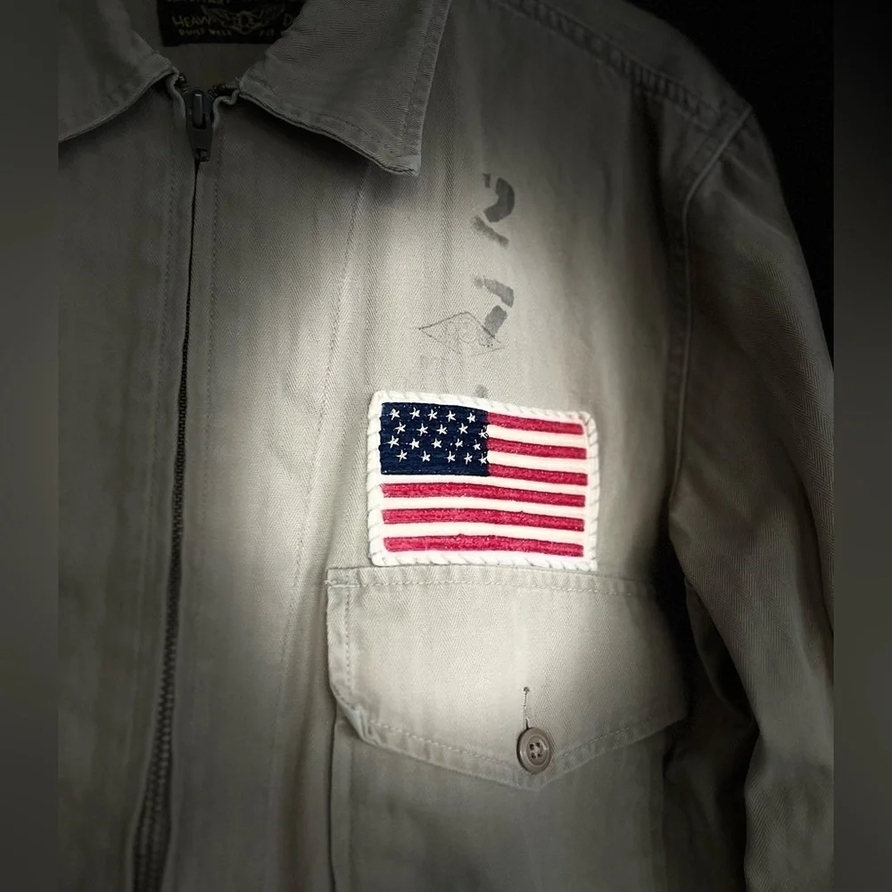 Vintage Ralph Lauren Double RL Men’s Khaki Canvas Military Field Jacket - Size S